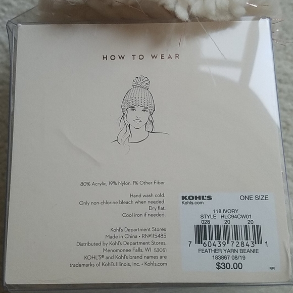 Lauren Conrand Ivory pom pom hat - Picture 2 of 2